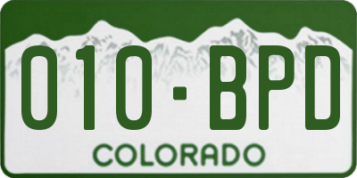 CO license plate 010BPD