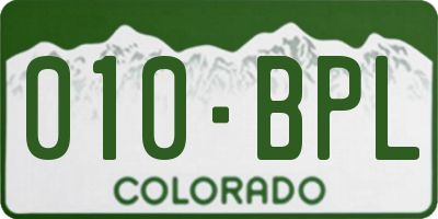 CO license plate 010BPL