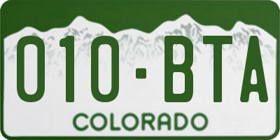CO license plate 010BTA
