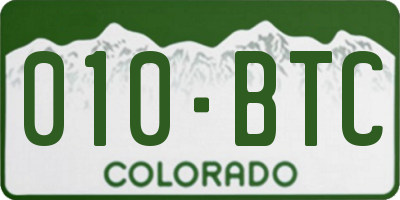 CO license plate 010BTC