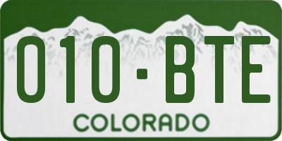 CO license plate 010BTE