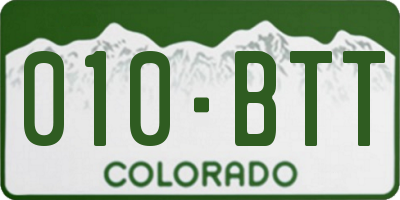 CO license plate 010BTT