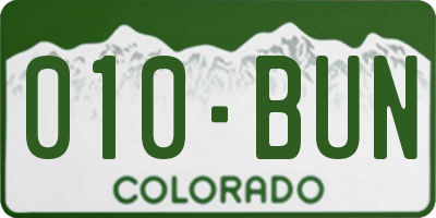 CO license plate 010BUN