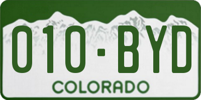 CO license plate 010BYD