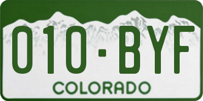 CO license plate 010BYF