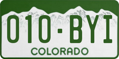 CO license plate 010BYI