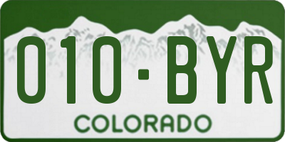 CO license plate 010BYR