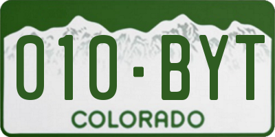 CO license plate 010BYT