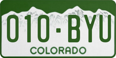 CO license plate 010BYU