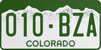 CO license plate 010BZA