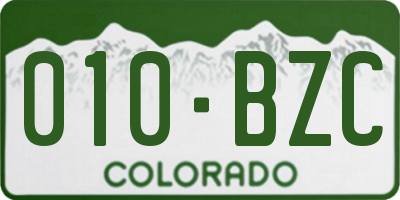 CO license plate 010BZC