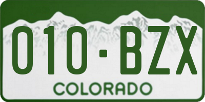 CO license plate 010BZX
