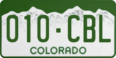 CO license plate 010CBL