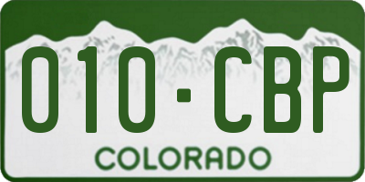 CO license plate 010CBP