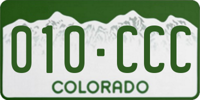 CO license plate 010CCC
