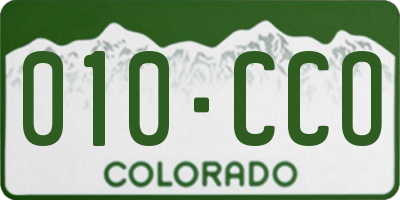 CO license plate 010CCO