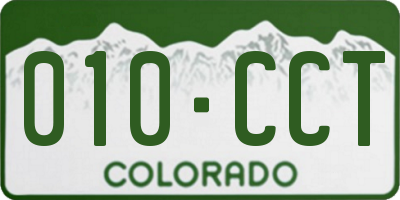 CO license plate 010CCT
