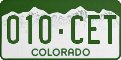 CO license plate 010CET