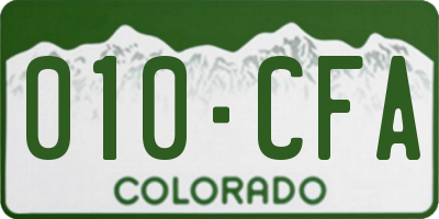 CO license plate 010CFA