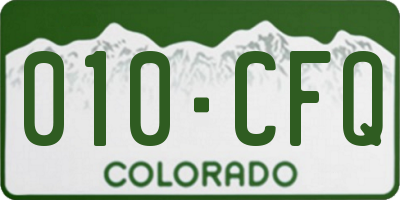 CO license plate 010CFQ