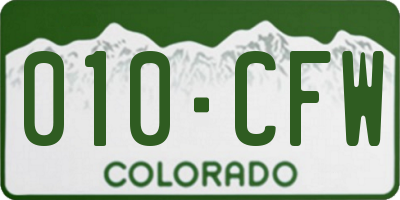 CO license plate 010CFW