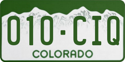 CO license plate 010CIQ