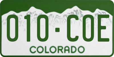 CO license plate 010COE