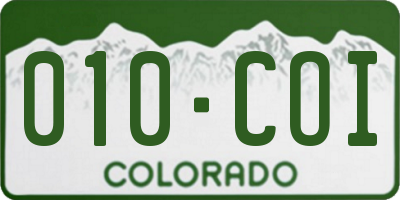 CO license plate 010COI
