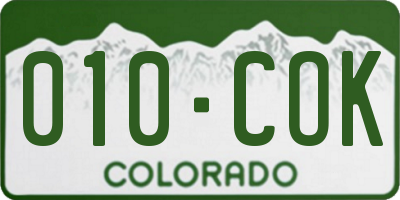 CO license plate 010COK