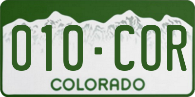 CO license plate 010COR