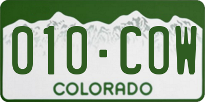 CO license plate 010COW