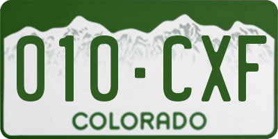 CO license plate 010CXF