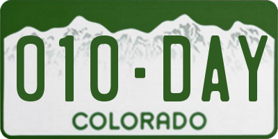 CO license plate 010DAY
