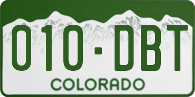 CO license plate 010DBT