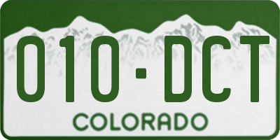 CO license plate 010DCT