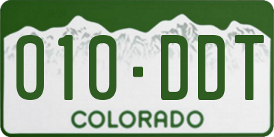CO license plate 010DDT