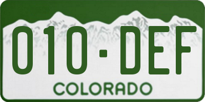 CO license plate 010DEF