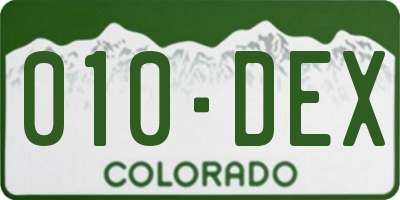 CO license plate 010DEX