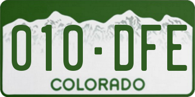 CO license plate 010DFE