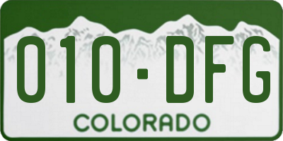 CO license plate 010DFG