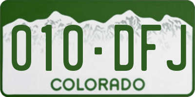 CO license plate 010DFJ