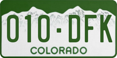 CO license plate 010DFK