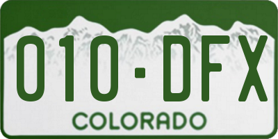CO license plate 010DFX