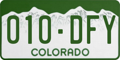 CO license plate 010DFY