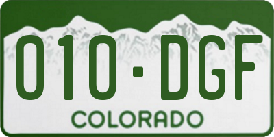 CO license plate 010DGF