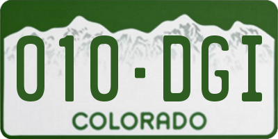 CO license plate 010DGI