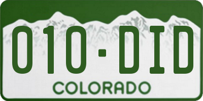CO license plate 010DID