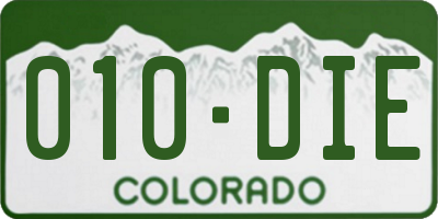 CO license plate 010DIE
