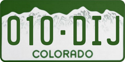 CO license plate 010DIJ