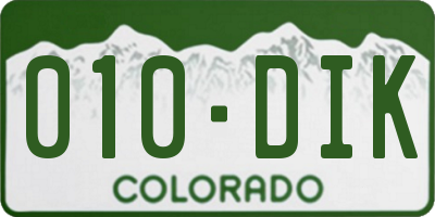 CO license plate 010DIK